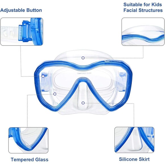 Kids Diving Mask Snorkel Mask, Anti-Fog and Anti-Leak Snorkeling Goggles Swimmin - Picture 2 of 6